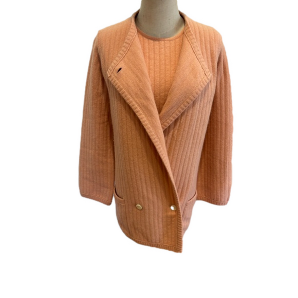 2PC ADRIENNE VITTADINI LAMBS WOOL ANGORA CARDIGAN & VEST VINTAGE LUXURY SZ M - Picture 4 of 16